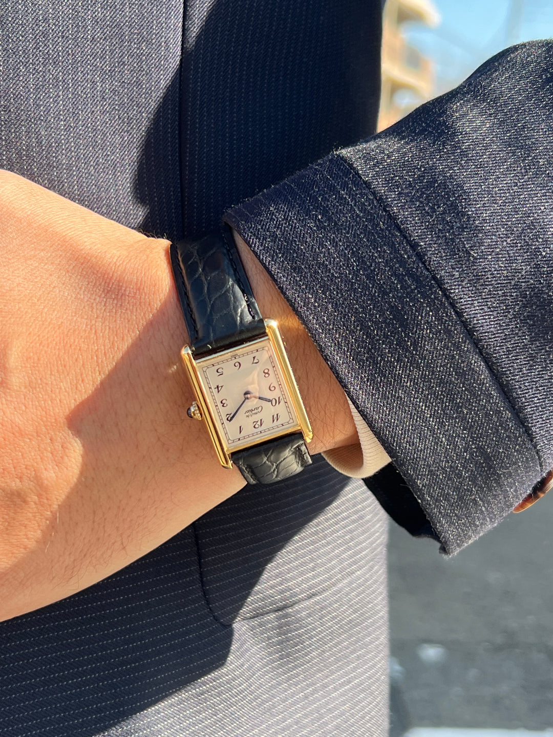 廃盤マスト ドゥ カルティエ タンク　ユニセックス ヴィンテージウォッチ ブレゲ数字 LMサイズ 純銀に18Kヴェルメイユ