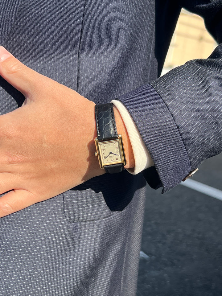 廃盤マスト ドゥ カルティエ タンク　ユニセックス ヴィンテージウォッチ ブレゲ数字 LMサイズ 純銀に18Kヴェルメイユ