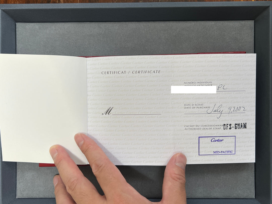 【箱/保証書付き/廃盤】マスト ドゥ カルティエ タンク2003年クリスマス限定モデル 石畳薄紫 MMサイズ