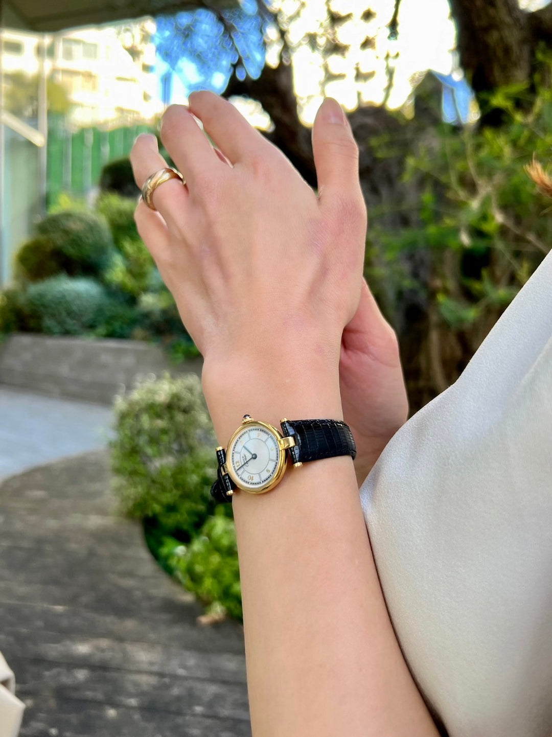 カルティエ腕時計　ヴァンドーム　飛びアラビアインデックス SMサイズ　スターリングシルバーにヴェルメイユ