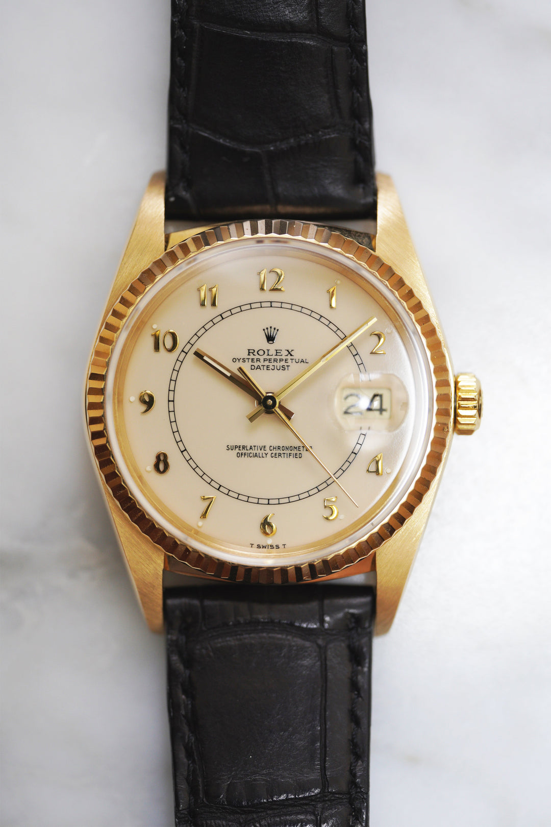 ROLEX ロレックス デイトジャスト 18KYG Ref.16018 ボイラーゲージ アイボリーダイヤル