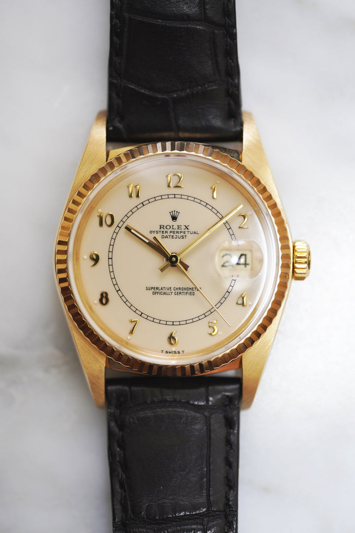 ROLEX ロレックス デイトジャスト 18KYG Ref.16018 ボイラーゲージ アイボリーダイヤル