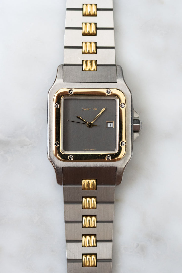 CARTIER カルティエ サントスカレ LMサイズ グレーダイヤル ゴースト コンビモデル ゴドロンブレス Ref.2961