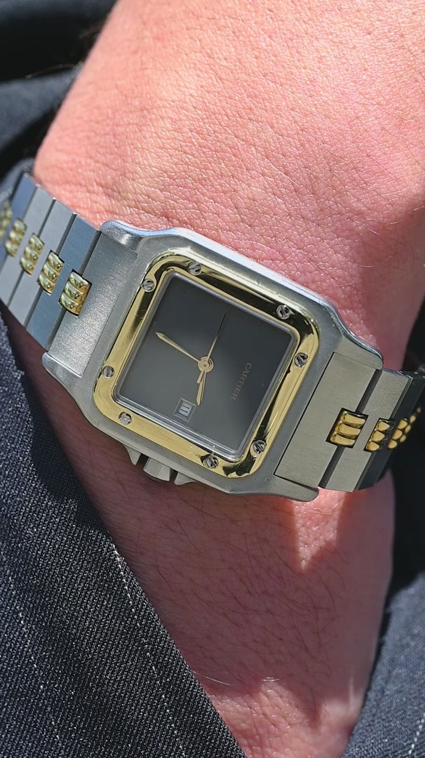 CARTIER カルティエ サントスカレ LMサイズ グレーダイヤル ゴースト コンビモデル ゴドロンブレス Ref.2961