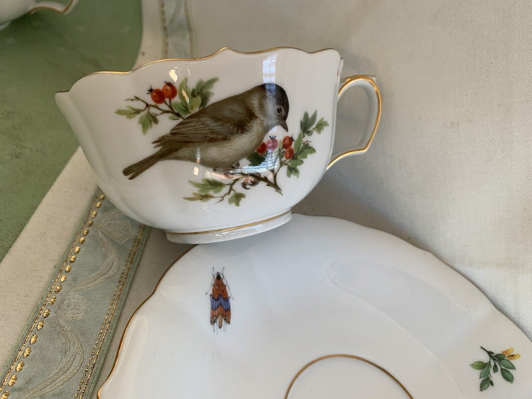 マイセン 鳥と虫が描かれたティーカップ&ソーサー1