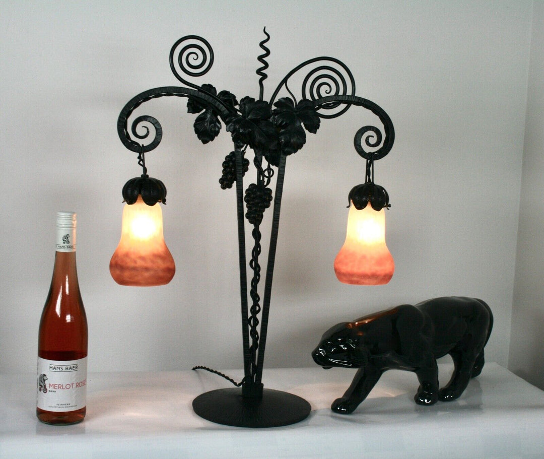 ミューラー兄弟 アールヌーボー調テーブルランプ 鍛鉄 1905-1920年頃の作品