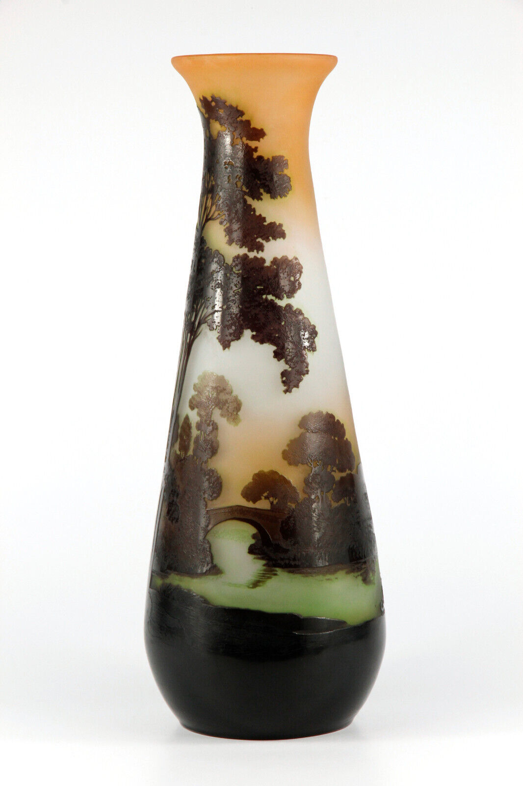 エミールガレ 湖水風景の幻想的な花瓶 アールヌーボー期の作品