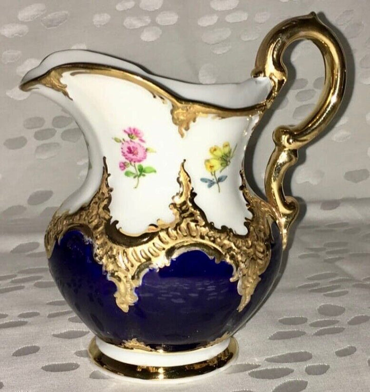 マイセン　Bフォーム  華麗な花が描かれたコーヒーセット 21点  コバルトブルー 1934年