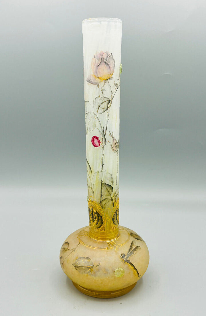 ドーム兄弟（ドームナンシー）バラとトンボが描かれた花瓶