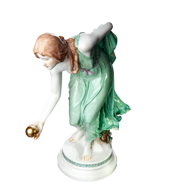 マイセン人形 ボール遊びをする女性 W.ショット作 １級品 1897-1924