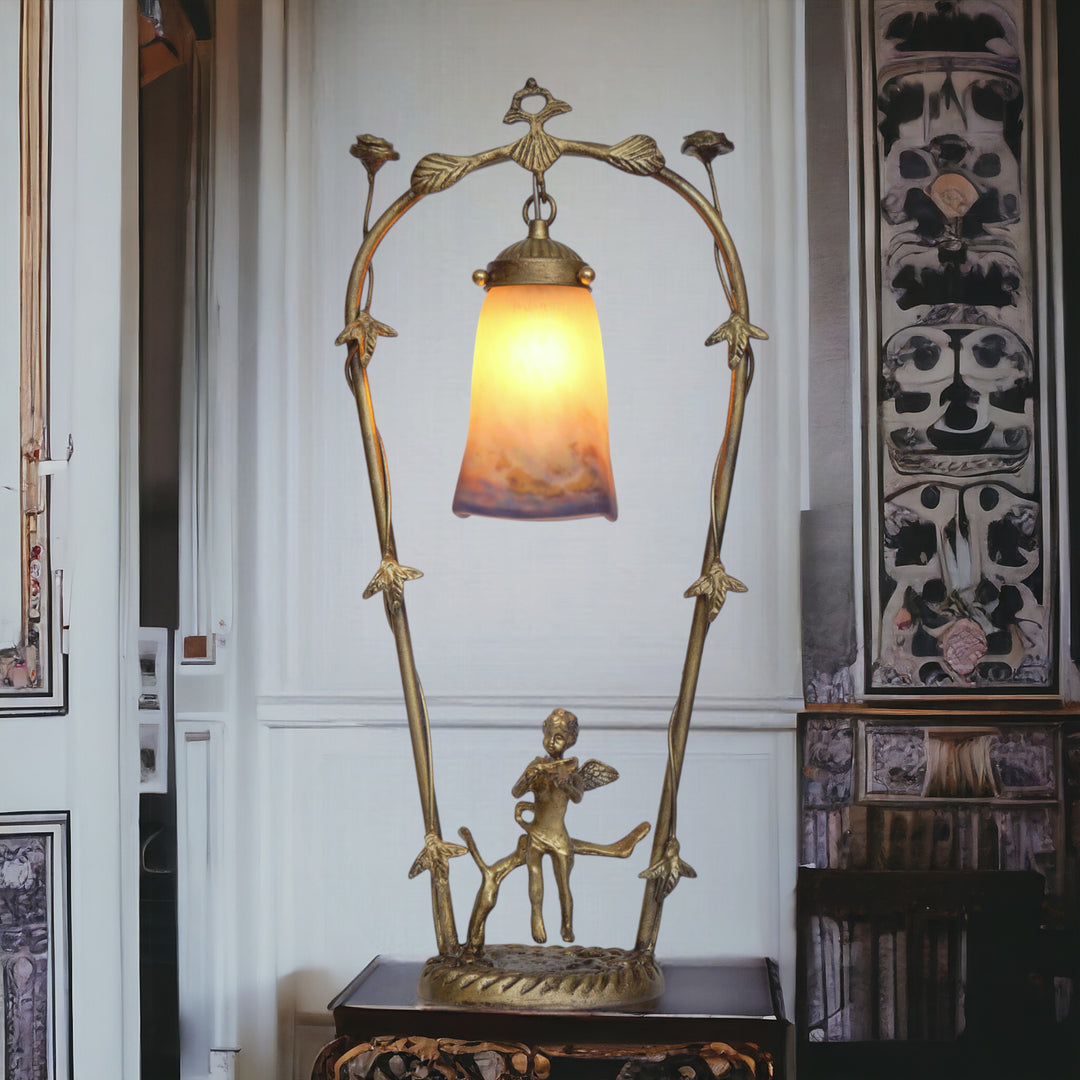 ミューラー兄弟 アールヌーボー調テーブルランプ「フィドラーズ・ガーデン」