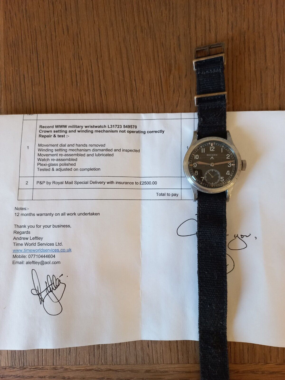 WW2 レコードWWW ダーティーダースウォッチ 整備済み