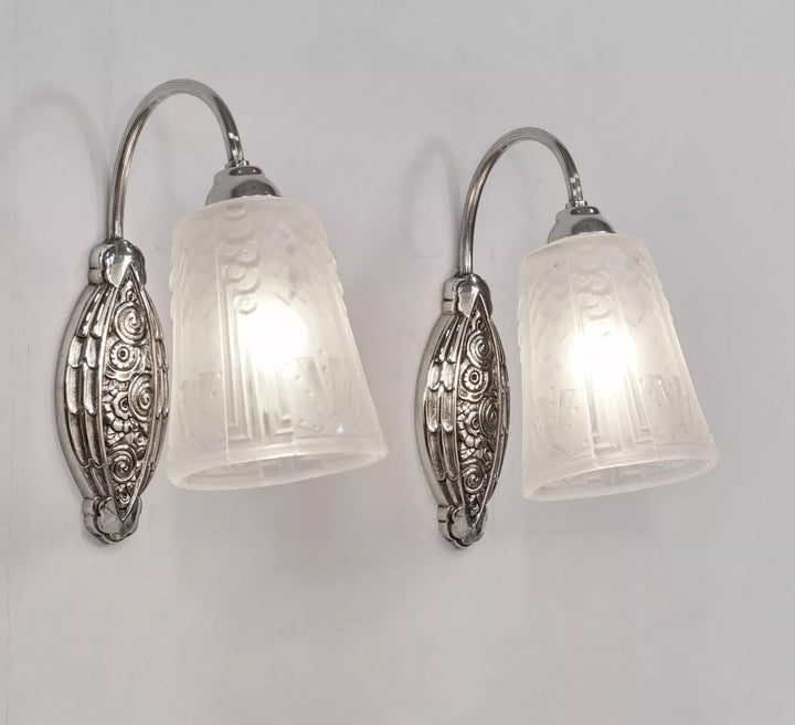 M.Hudry（マルセルウードリー） & ミューラー兄弟 フランス製 アールデコ ウォールランプ ペア 1925〜1930年製