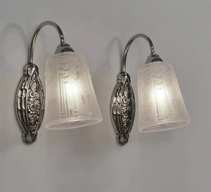 M.Hudry（マルセルウードリー） & ミューラー兄弟 フランス製 アールデコ ウォールランプ ペア 1925〜1930年製