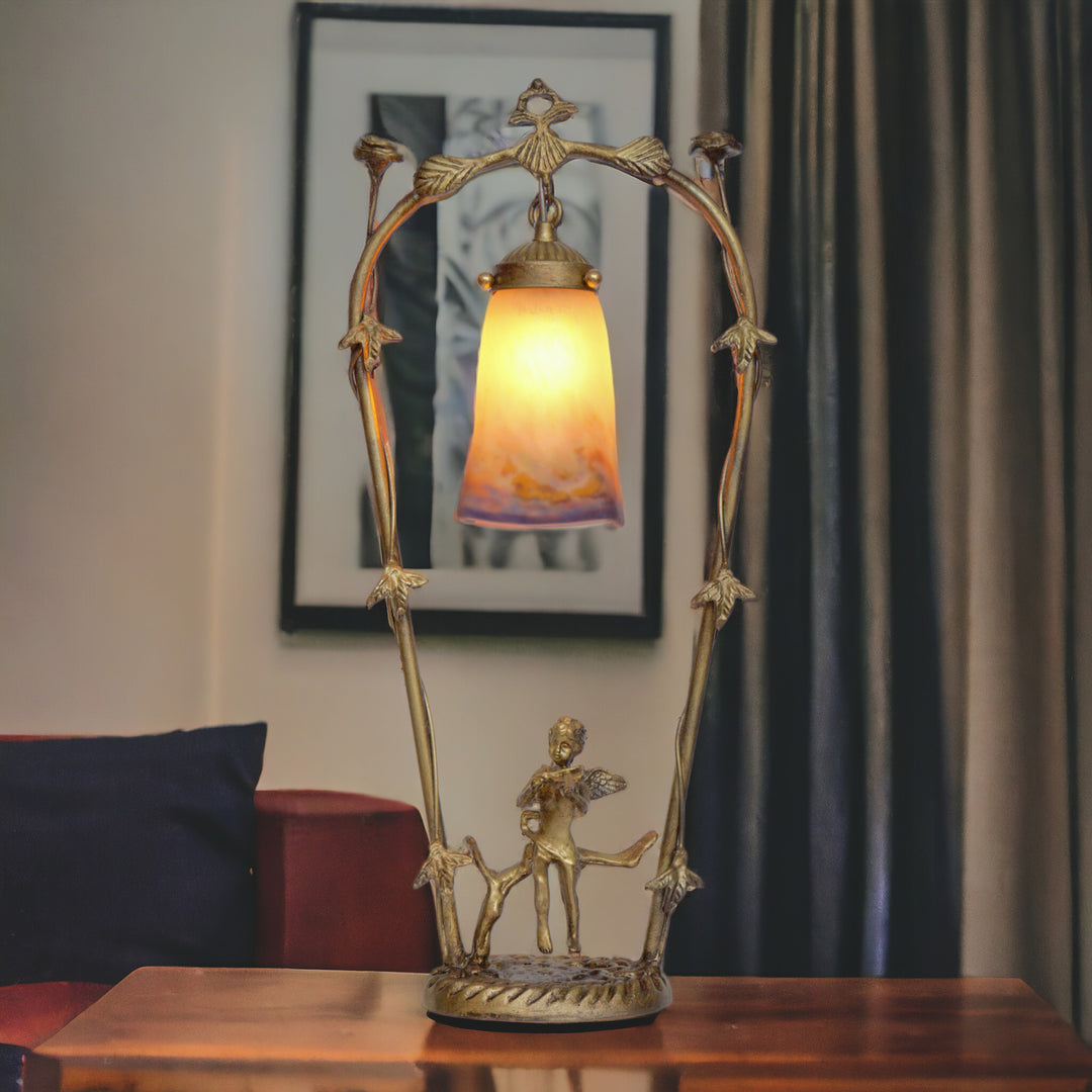 ミューラー兄弟 アールヌーボー調テーブルランプ「フィドラーズ・ガーデン」