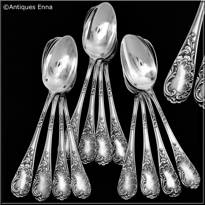 ピュイフォルカ　シルバースプーン＆フォーク　純銀無垢　シルバー950 Sold : ピュイフォルカスプーン6本フレンチシルバー950,リボン、薔薇