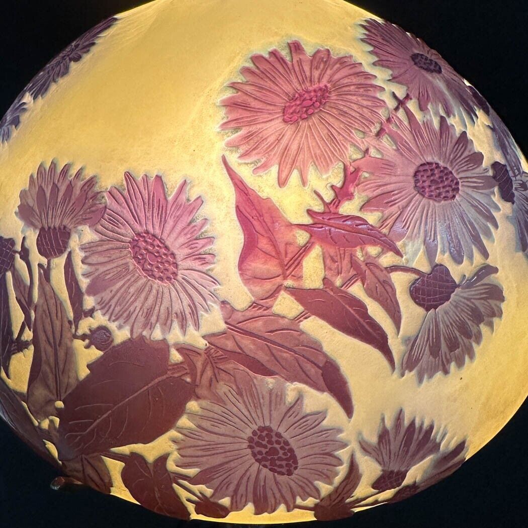 エミールガレ マーガレットの花が描かれたテーブルランプ   1910年頃の作品
