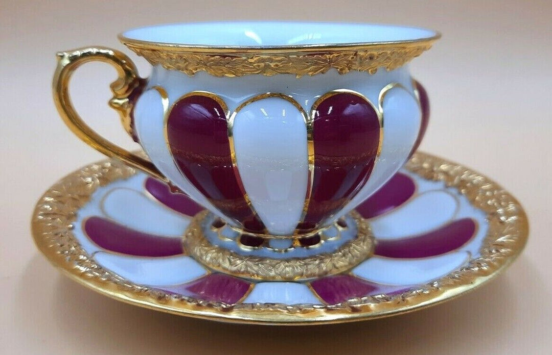 マイセン ポーセリンXフォーム ラズベリーピンク カップ＆ソーサーセット