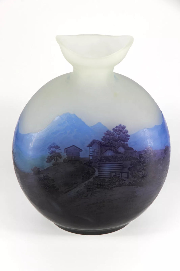 エミールガレ アルプスの湖と風景が描かれた花瓶 「Les Alps」