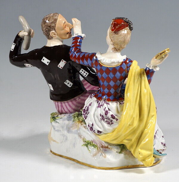 ・ケンドラー・コロンビーヌ・マイセン・１４cm・左手一部を修復・Meissen・ マイセン人形 コンメディア・デッラルテより「ハーレクインと