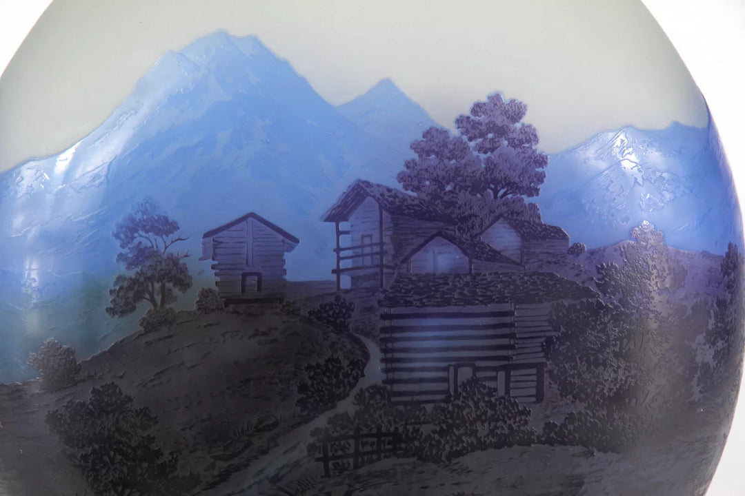 エミールガレ アルプスの湖と風景が描かれた花瓶 「Les Alps」
