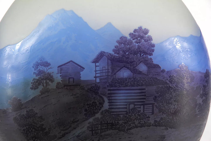 エミールガレ アルプスの湖と風景が描かれた花瓶 「Les Alps」