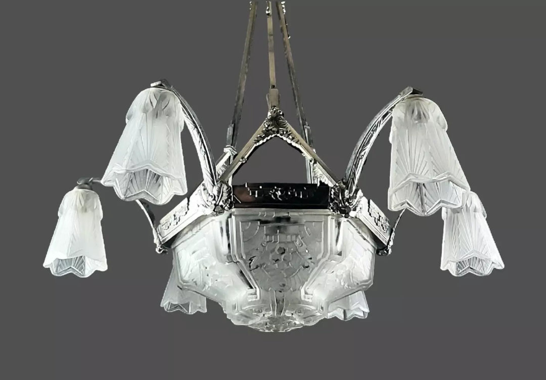 ミューラー兄弟 フランス製アールデコ調シャンデリア