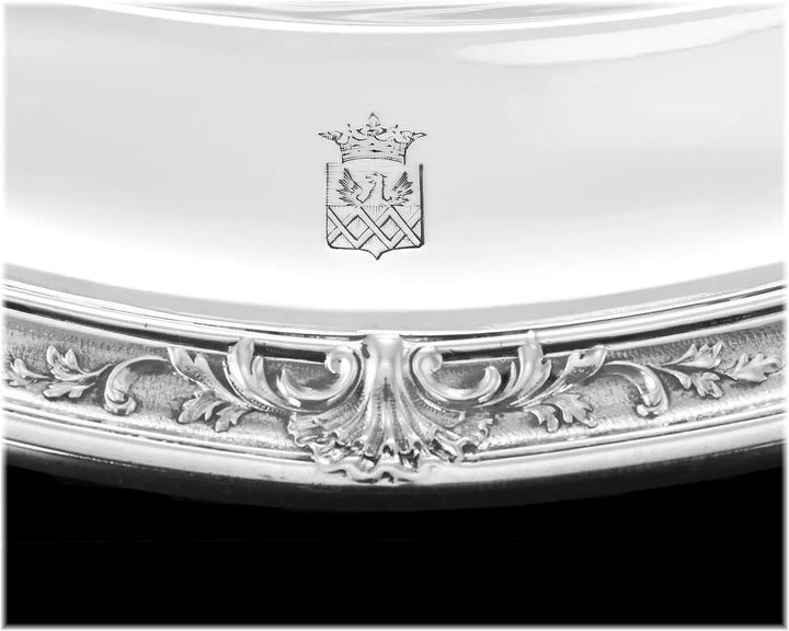 ピュイフォルカ 純銀製大型四角皿（アームズ柄）ペア ルイ15世様式