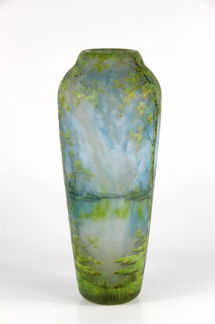 ドーム兄弟（ドームナンシー）山脈と川の風景が描かれた花瓶