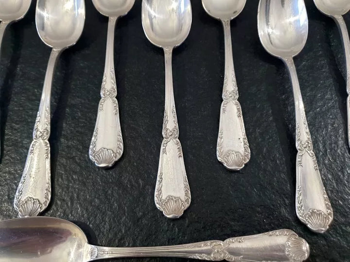 ピュイフォルカ 純銀アントルメ（デザート用）スプーン 12本セット (Mサイズ） ポンパドールモデル