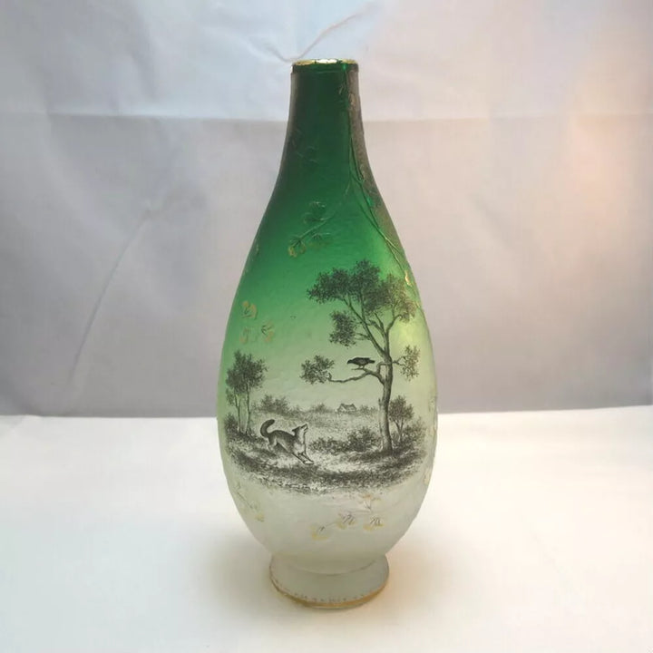 ドーム兄弟（ドームナンシー）「狐とカラス」花瓶 1900年代初期