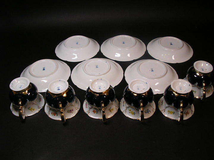 マイセン食器 Bフォーム コバルトと小華と金縁のティーセット