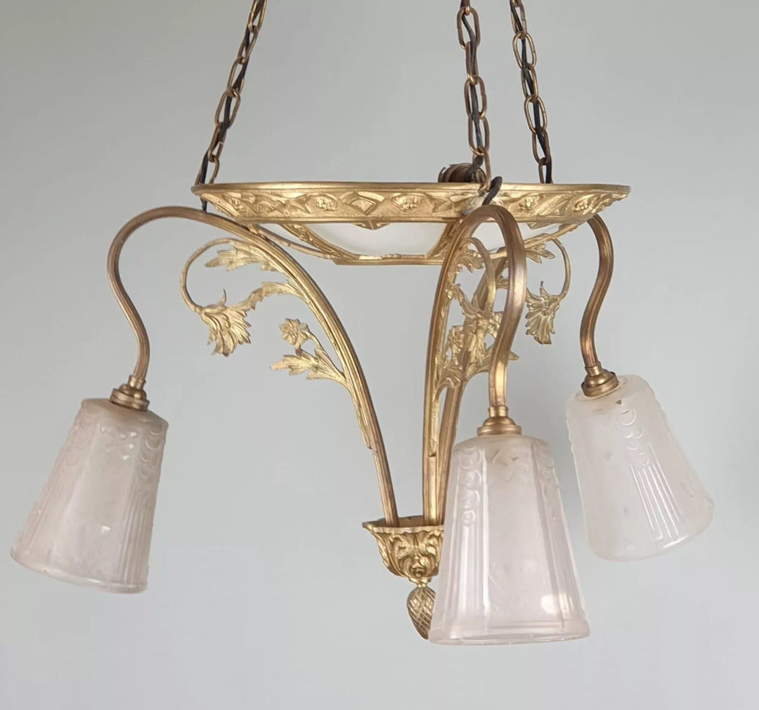 ミューラー兄弟 金メッキブロンズ製シャンデリア