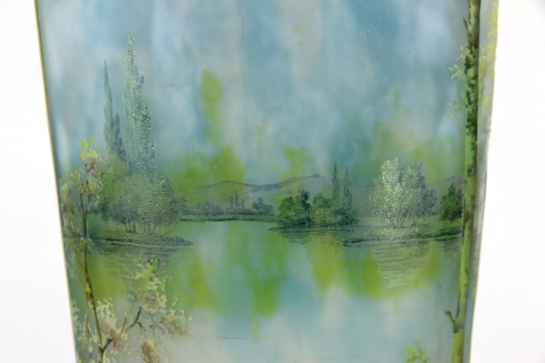 ドーム兄弟（ドームナンシー）山脈と川の風景が描かれた花瓶