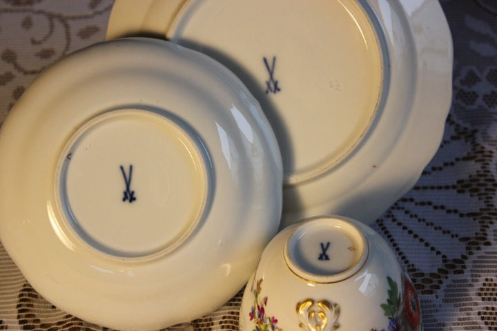 マイセン食器 Aカンテ フラワーブーケのコーヒーカップセット 4人用 １級品