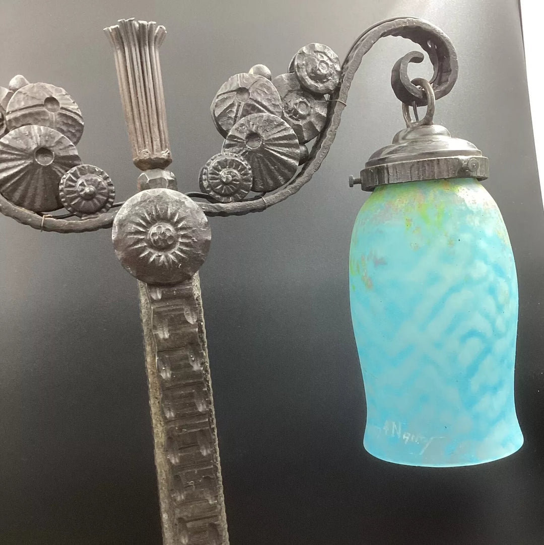 ドーム兄弟(ドームナンシー) チューリップのダブルテーブルランプ  アールヌーボー時代の作品