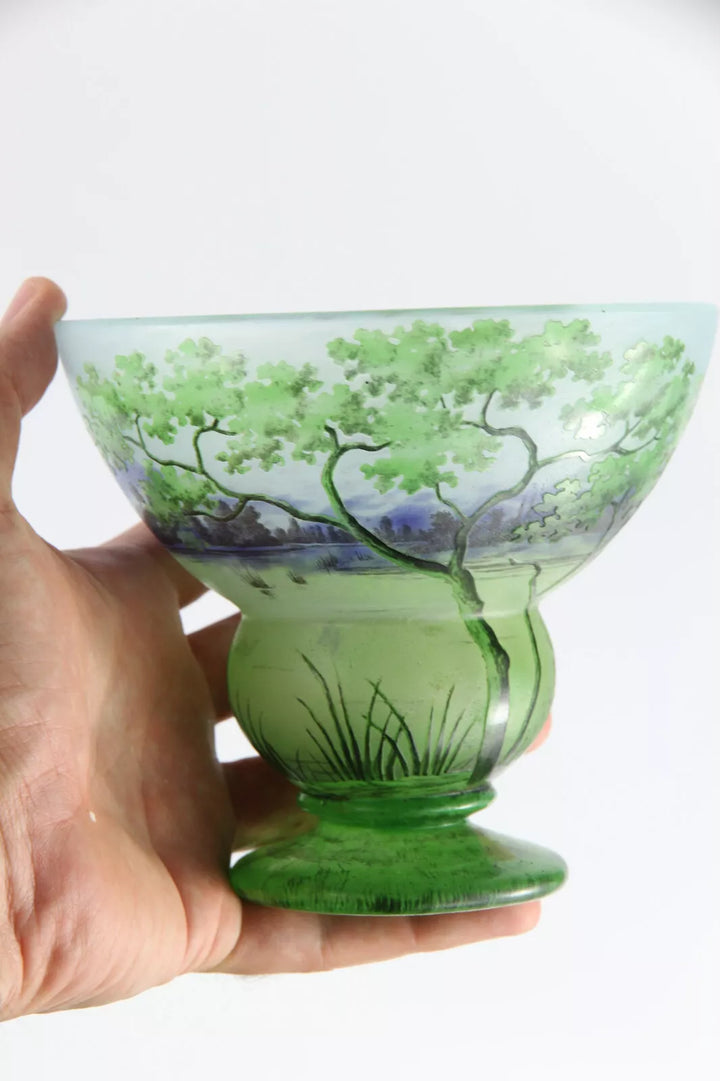 ドーム兄弟（ドームナンシー）四季を感じる湖畔の風景が描かれた花瓶