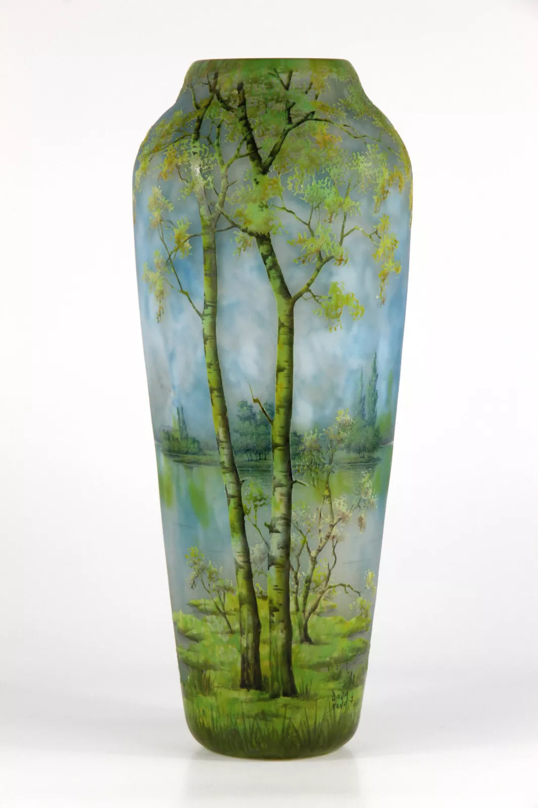 ドーム兄弟（ドームナンシー）山脈と川の風景が描かれた花瓶