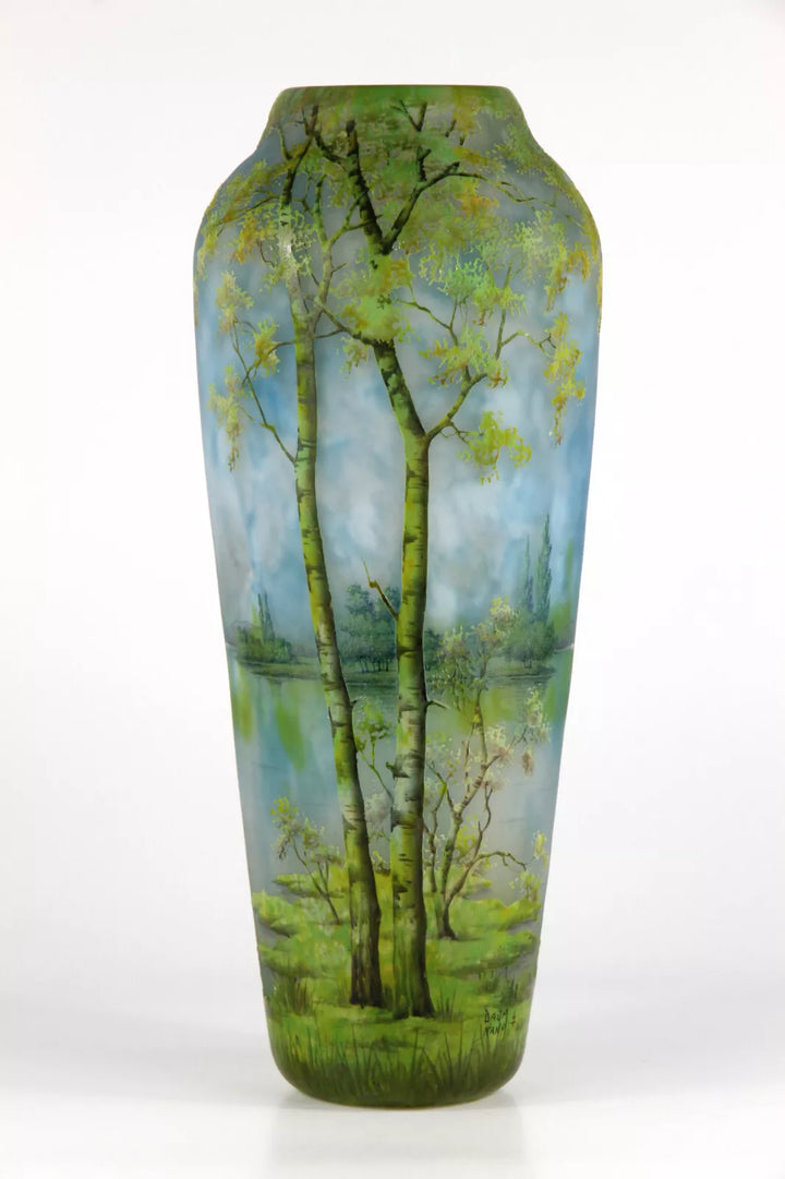 ドーム兄弟（ドームナンシー）山脈と川の風景が描かれた花瓶