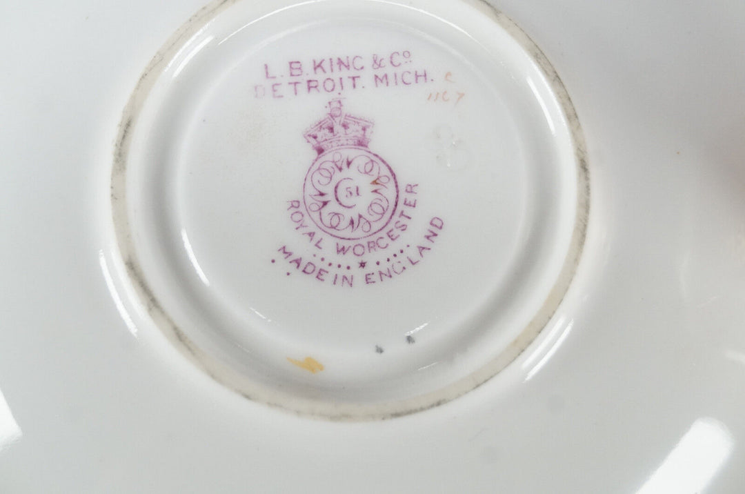 ロイヤルウースター 手描きサイン入りバーカー レッドフローラル＆ゴールド カップ＆ソーサー A