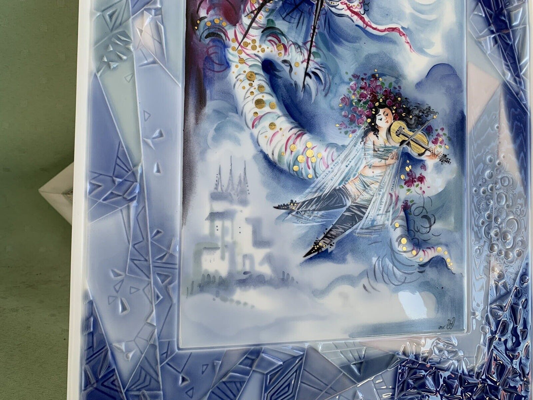 マイセン ドラゴンとバイオリン奏者の大絵皿（陶版画） ハインツ・ヴェルナー