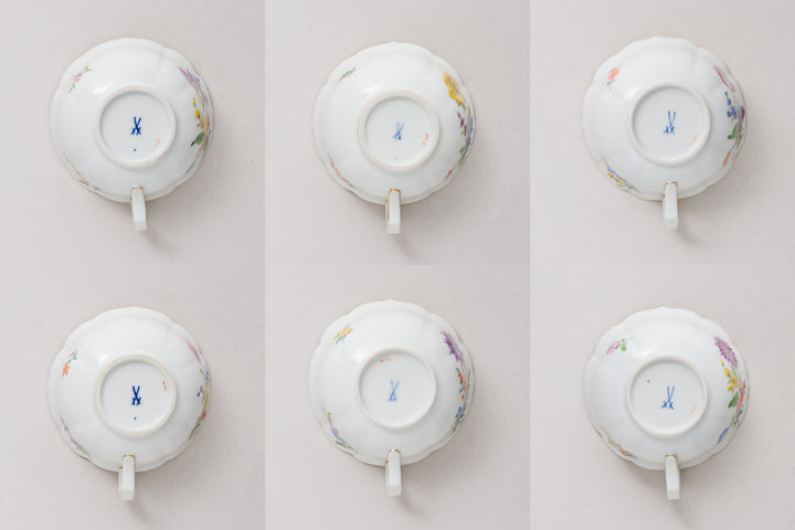 マイセン コーヒ（ティー）サービスセット 6人用 カラフルフラワー 22ピース 　１級品