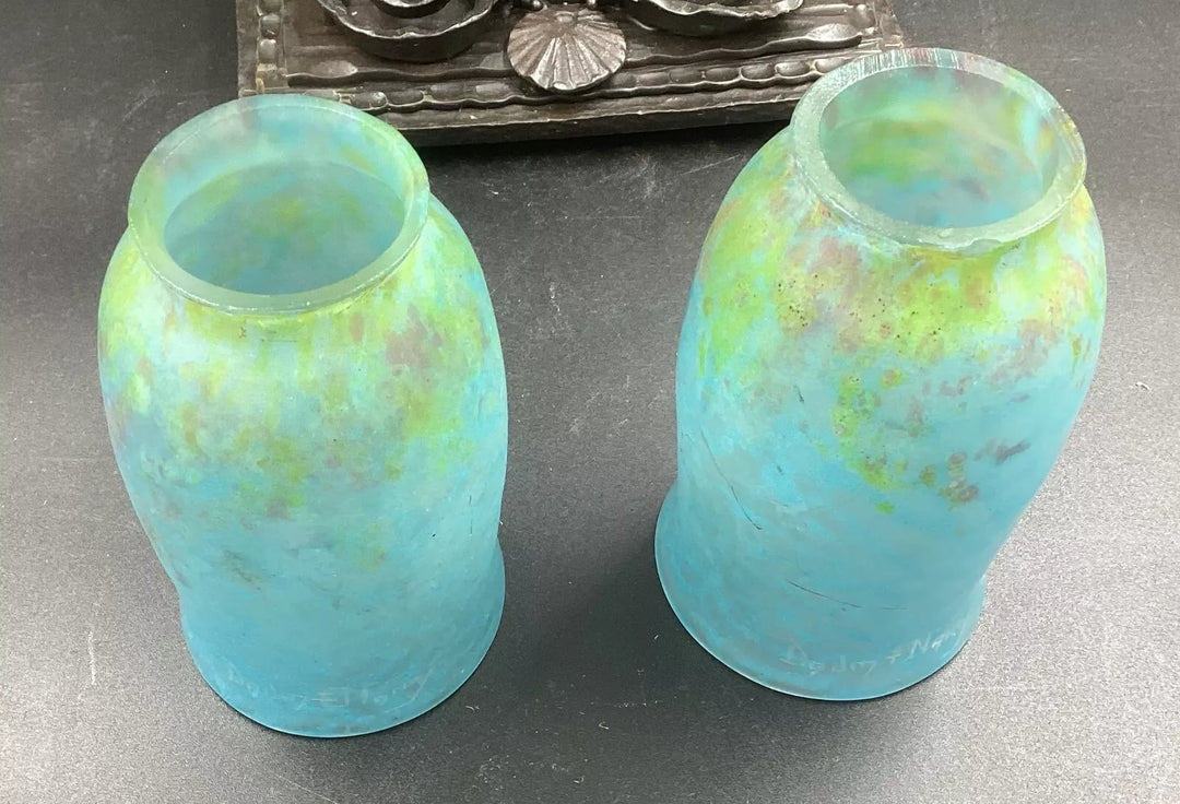 ドーム兄弟(ドームナンシー) チューリップのダブルテーブルランプ  アールヌーボー時代の作品