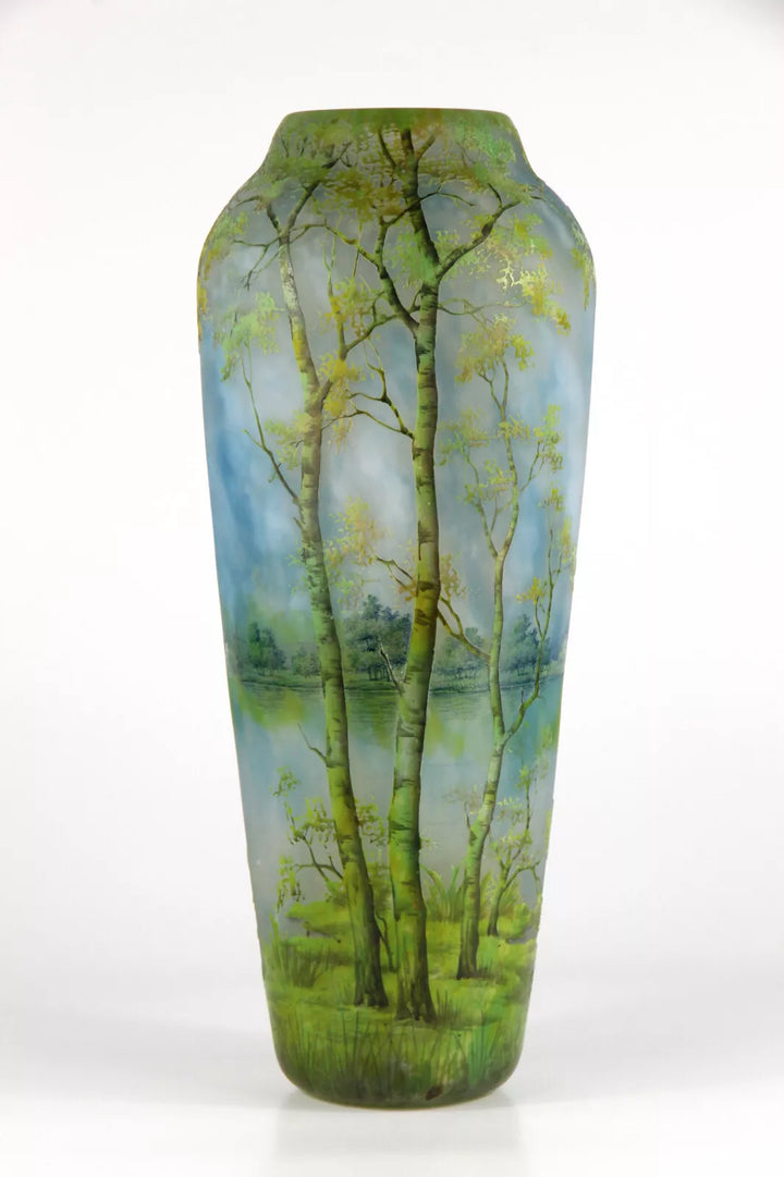 ドーム兄弟（ドームナンシー）山脈と川の風景が描かれた花瓶