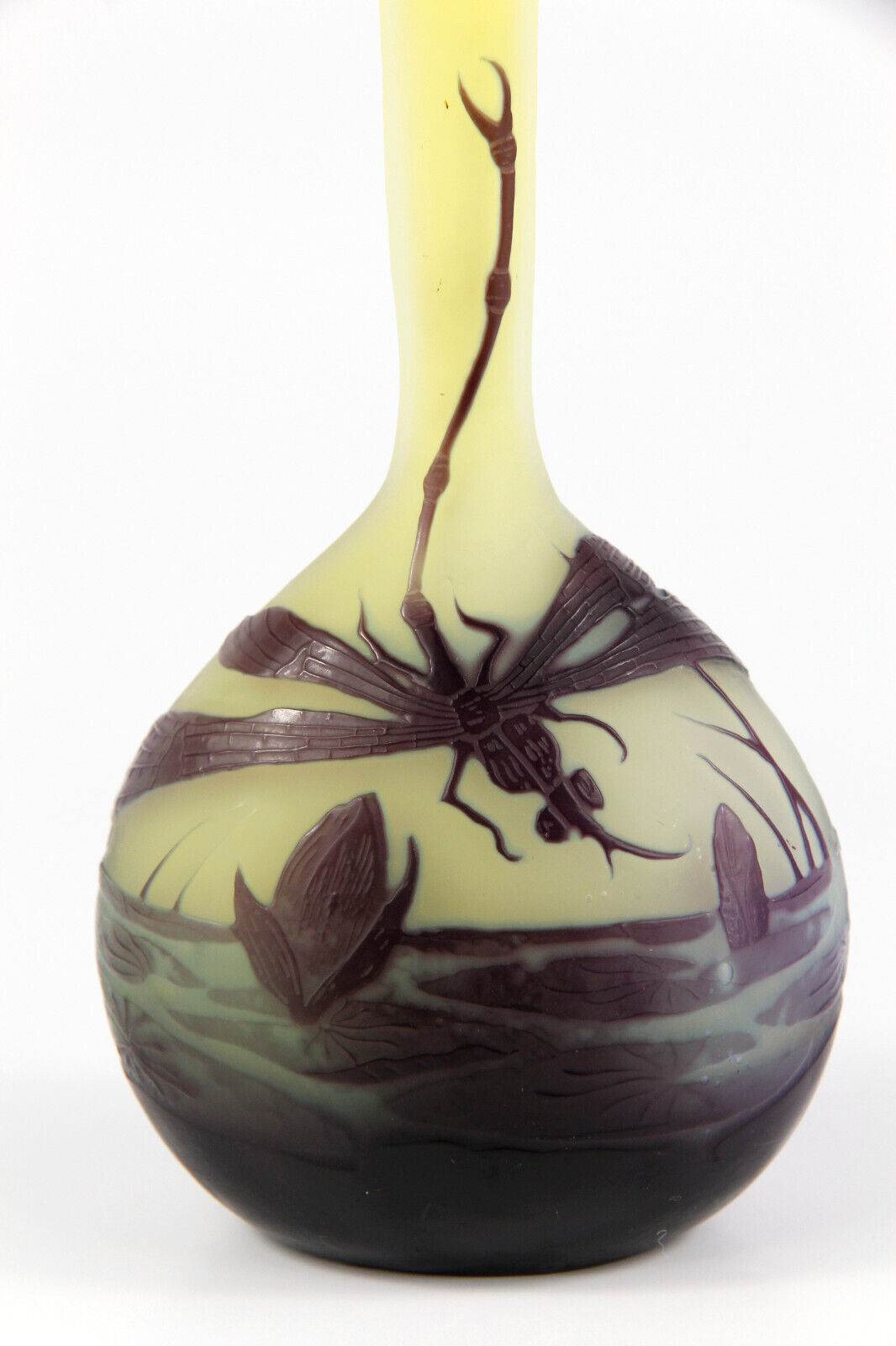 エミールガレ 睡蓮とトンボが描かれた花瓶 アールヌーボー期 1920年頃