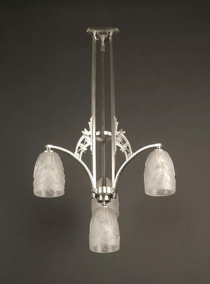 メネディー / シュナイダー 銀青銅 & プレスガラス製 シャンデリア