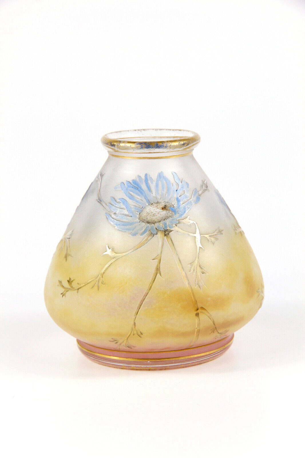 ドームナンシー（ドーム兄弟）アザミの花が描かれた金彩の小花瓶