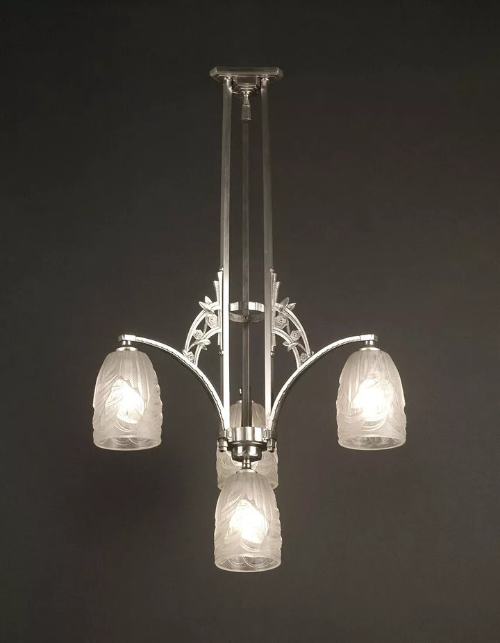 メネディー / シュナイダー 銀青銅 & プレスガラス製 シャンデリア