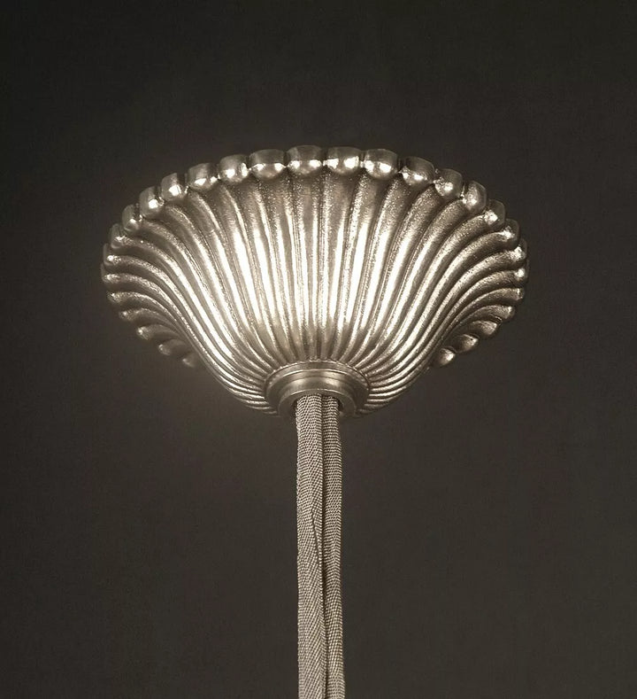 エティエ・ヴァンソン / ハノッツ 銀青銅 & プレスガラス製 アールデコ吊り下げランプ