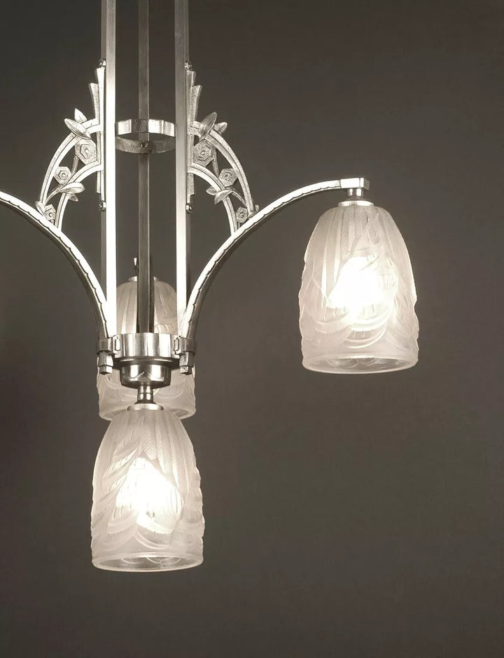 メネディー / シュナイダー 銀青銅 & プレスガラス製 シャンデリア